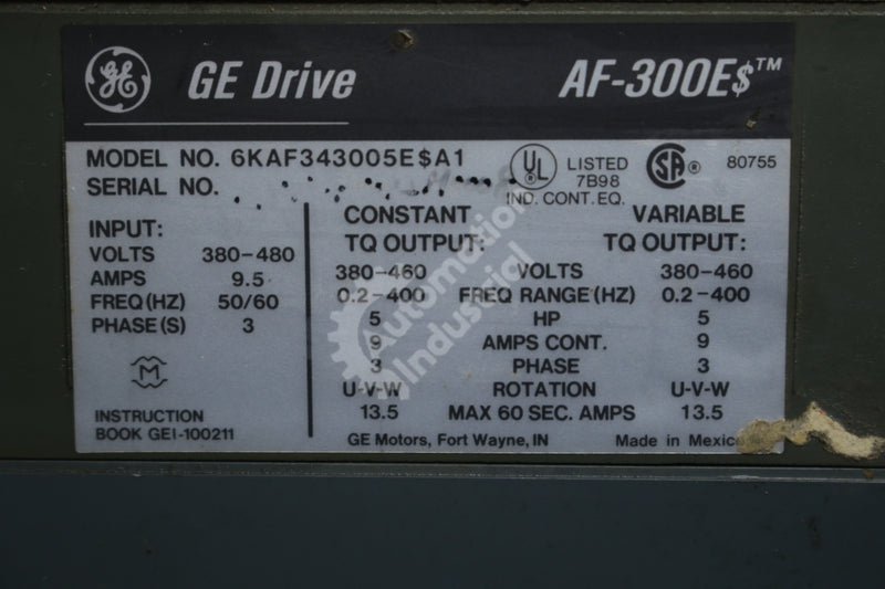 General Electric GE Fuji 6KAF343005E$A1 5HP 460VAC 3PH PWM