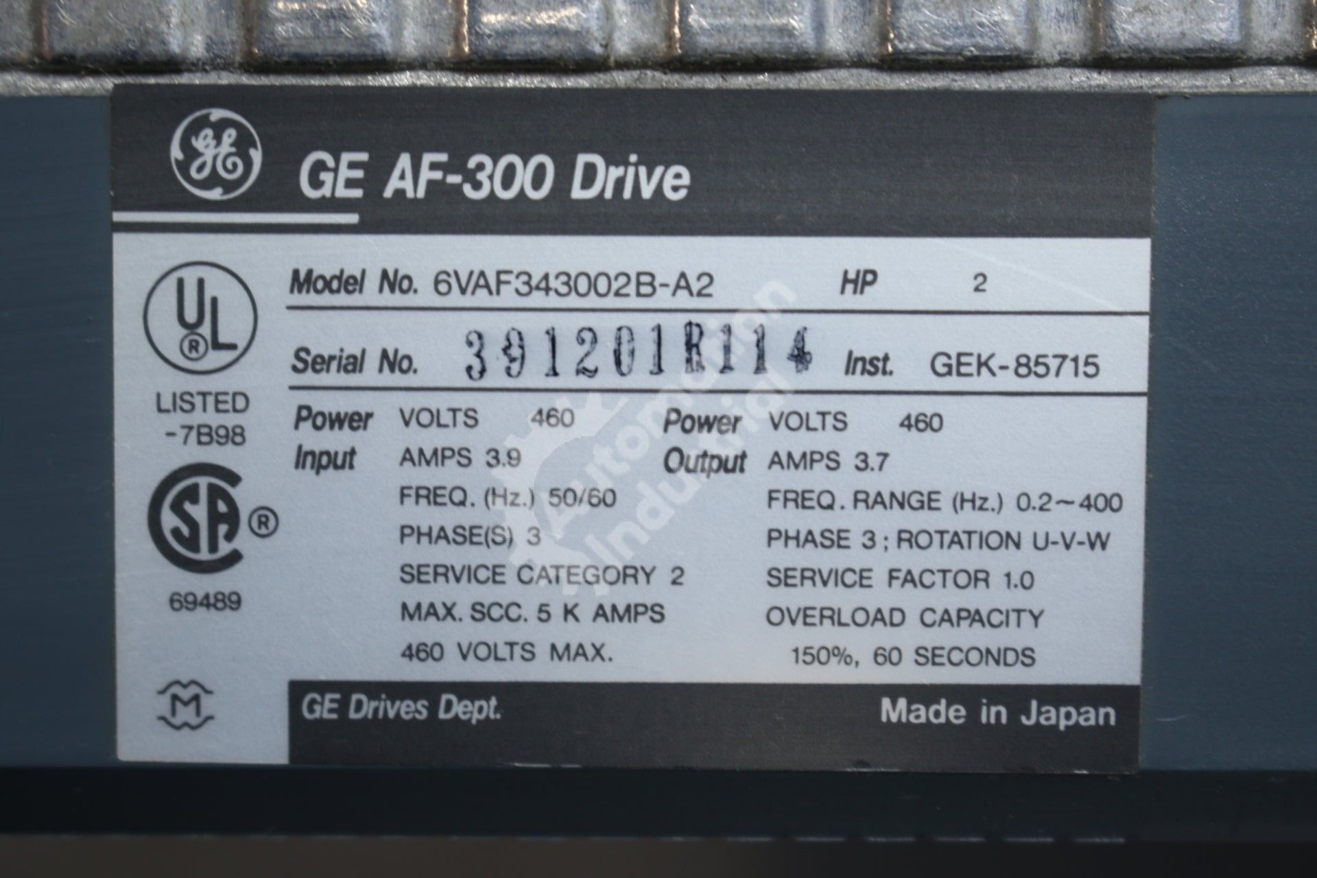 GE General Electric 6VAF343002B-A2 6VAF343002 B-A2 2HP Drive