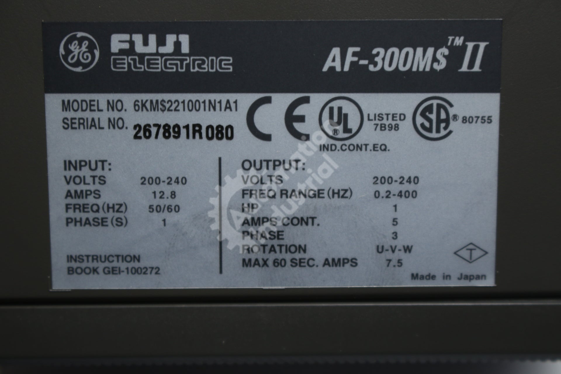 General Electric GE Fuji 6KM$223001N1A1 6KMS223001N1A1 1HP Drive