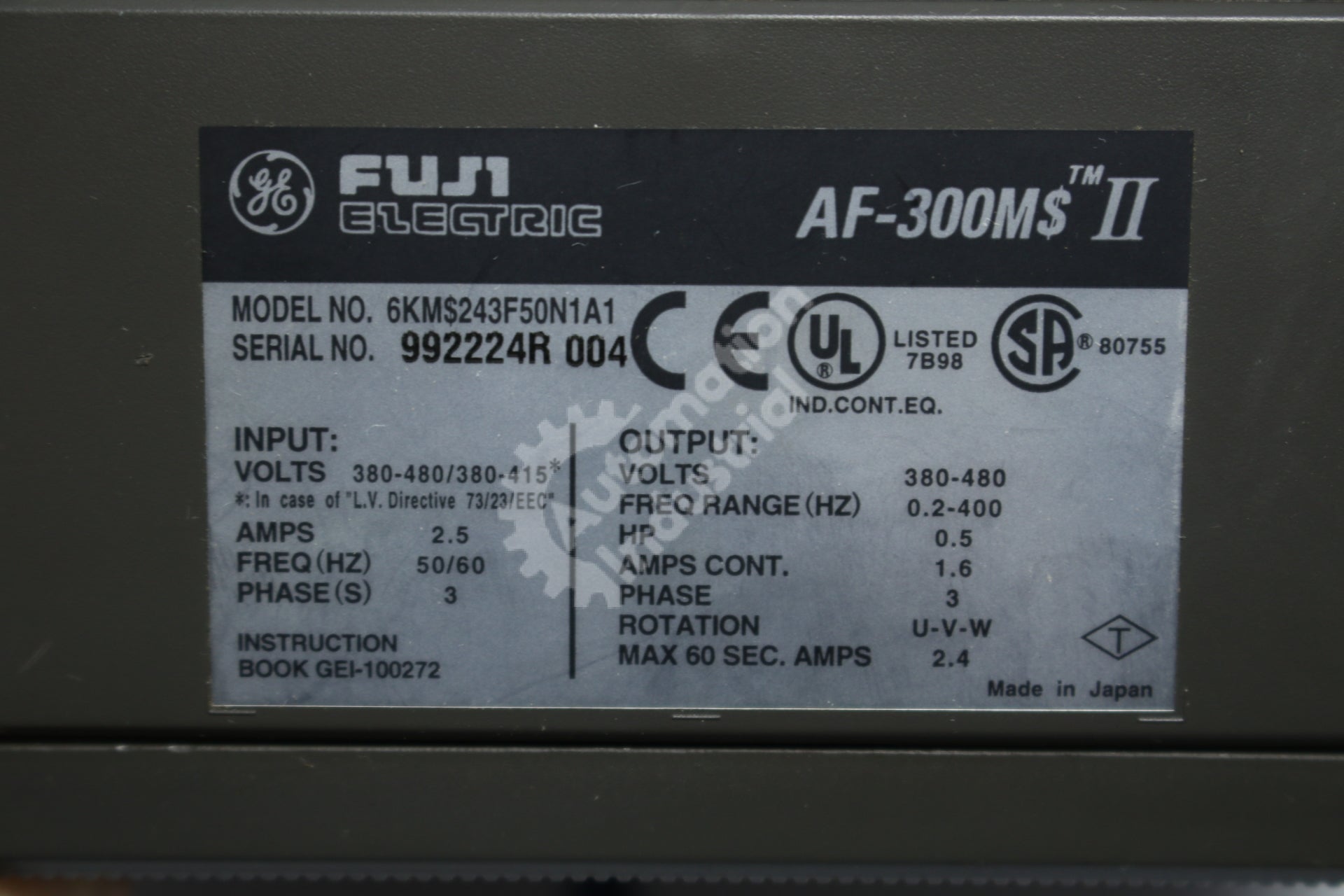 General Electric GE Fuji 6KM$243F50N1A1 .5HP Drive