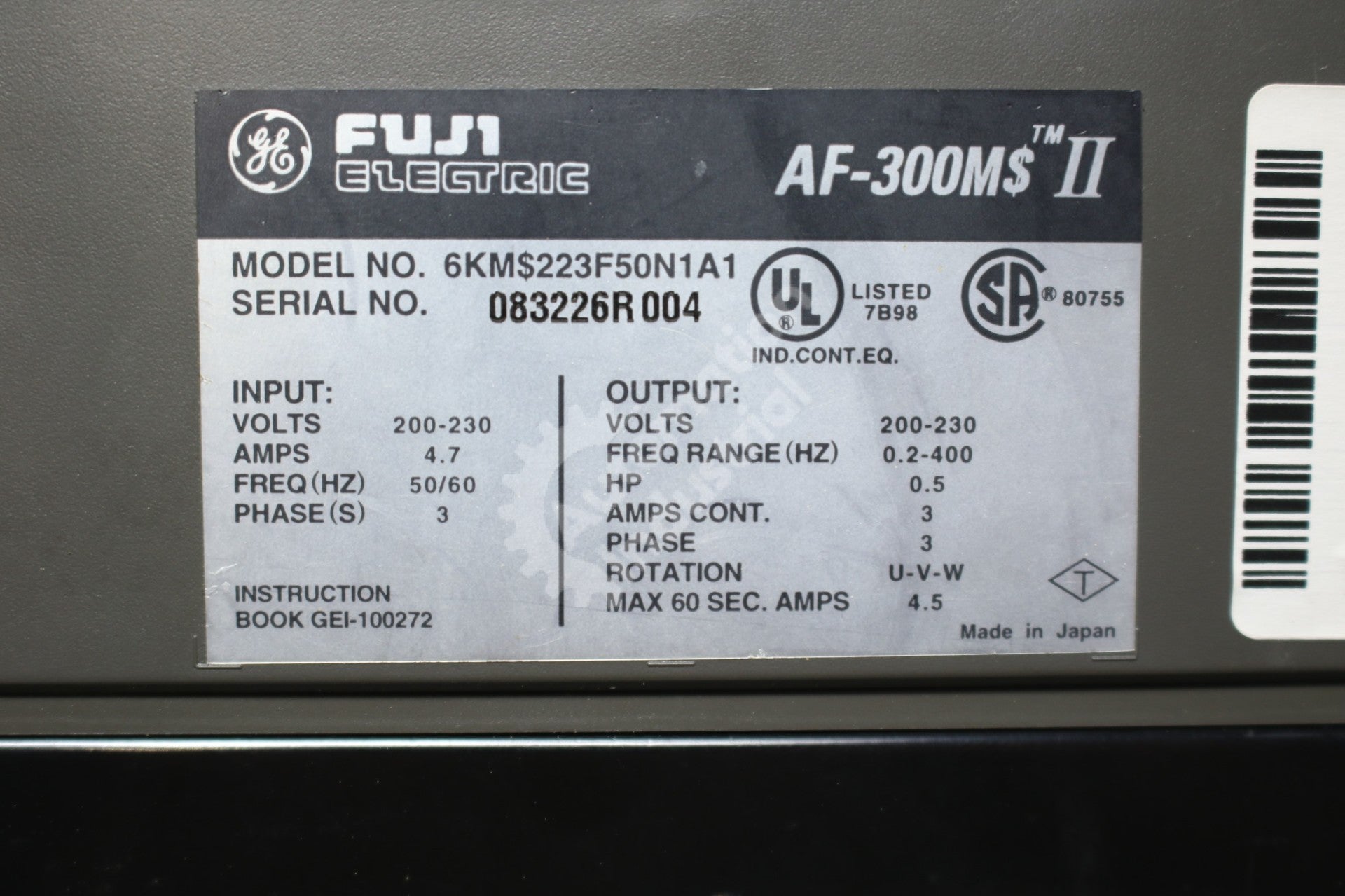 General Electric GE Fuji 6KM$223F50N1A1 6KMS223F50N1A1 Drive