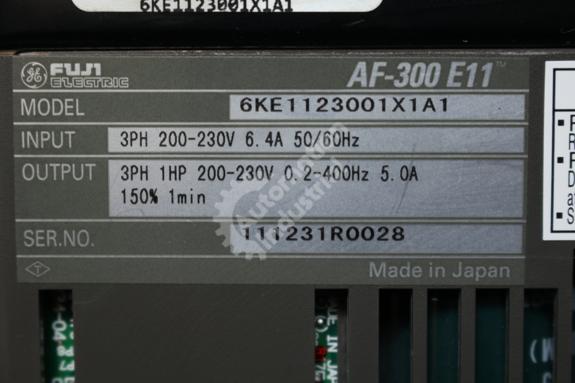 General Electric GE Fuji 6KE1123001X1A1 1HP Inverter Drive