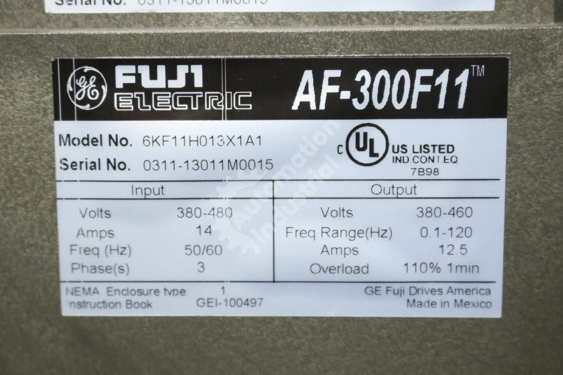 GE General Electric Fuji 6KF11H013X1A1 460 VAC 50/60 HZ 3 PHASE 7.5 HP