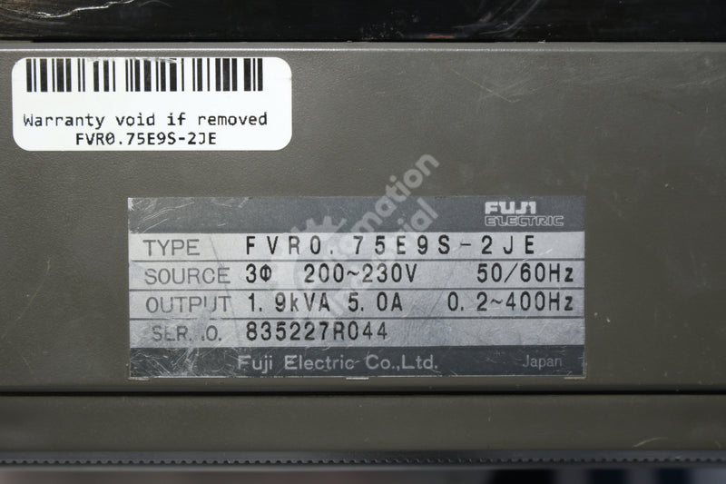 Fuji Electric FVR0.75E9S-2JE 75E9S-2JE 0.75 kW Inversion Drive