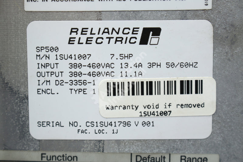 Reliance Electric 1SU41007 SP500 7HP 460 VAC Drive