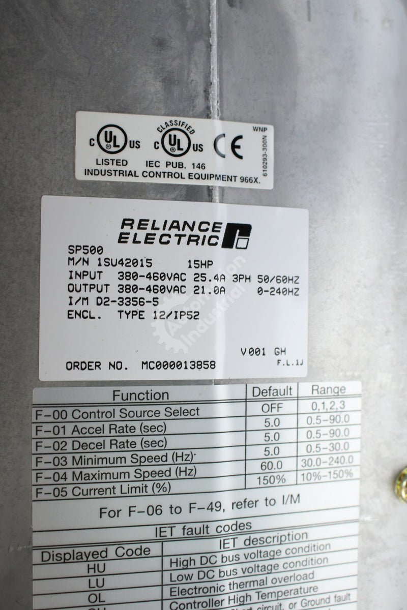 Reliance Electric 1SU42015 SP500 15HP AC Drive OPEN BOX