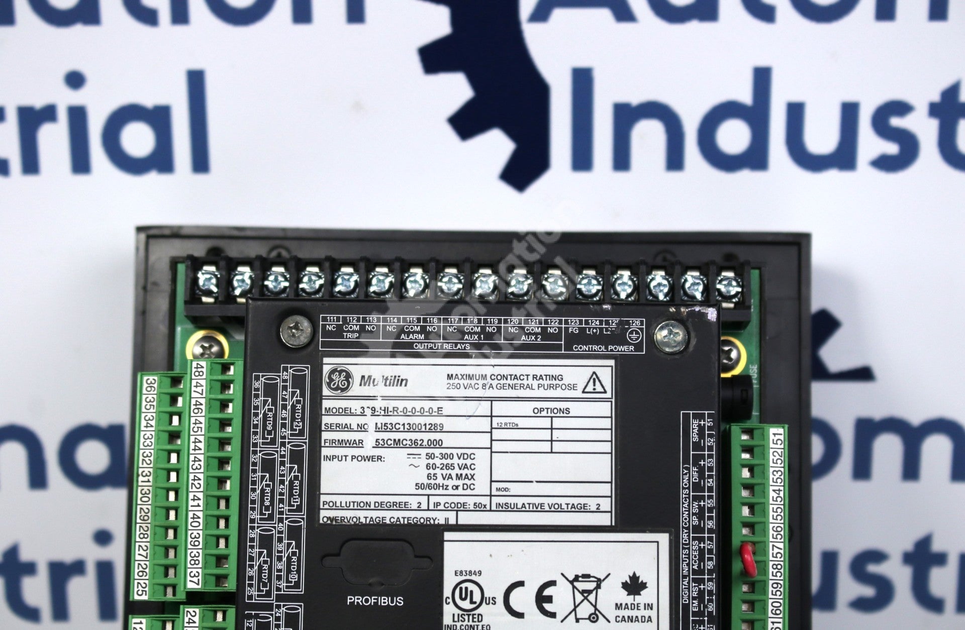 GE Multilin 369-HI-R-0-0-0-0-E Motor Management Relay