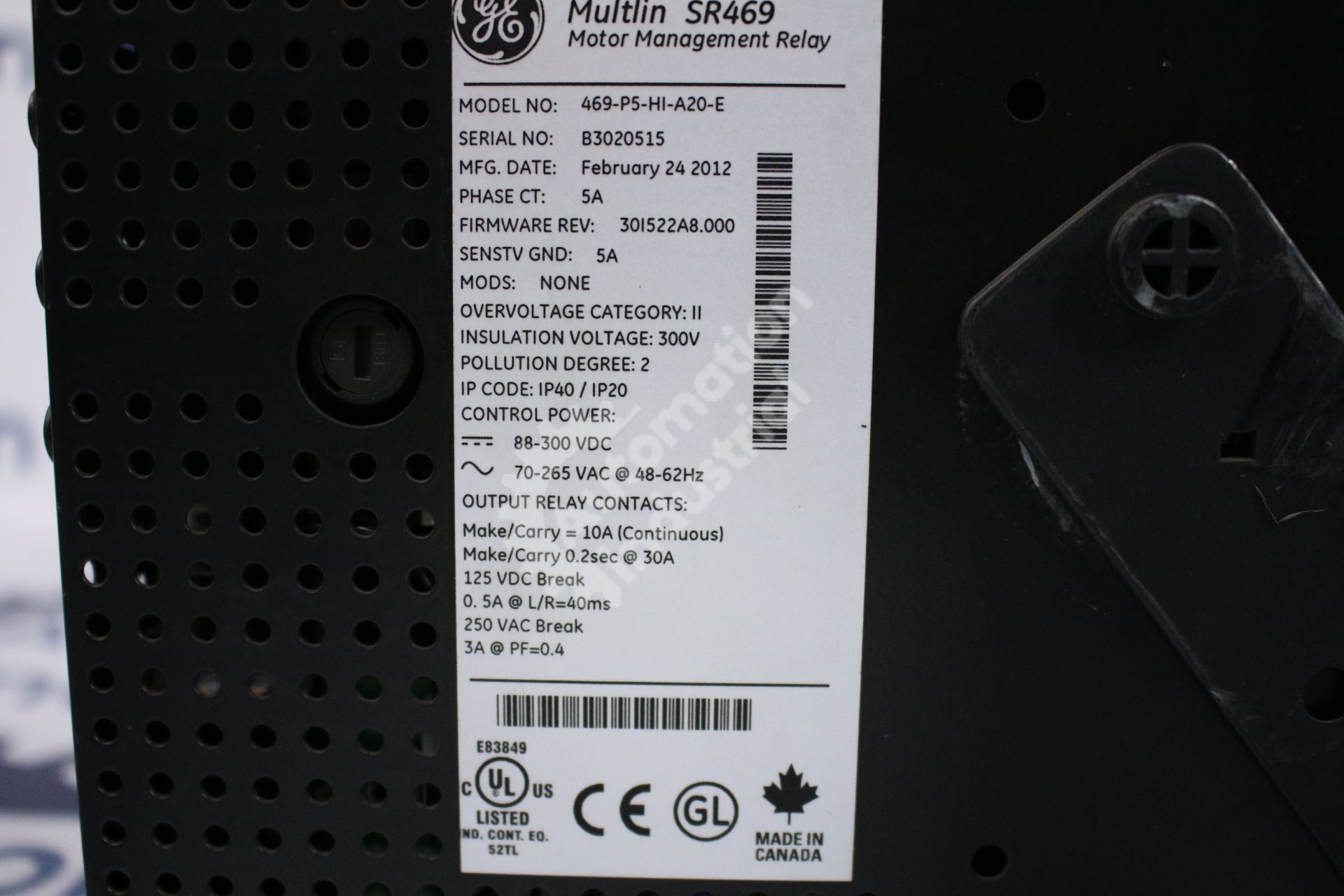 GE Multilin 469-P5-HI-A20-E Motor Management Relay