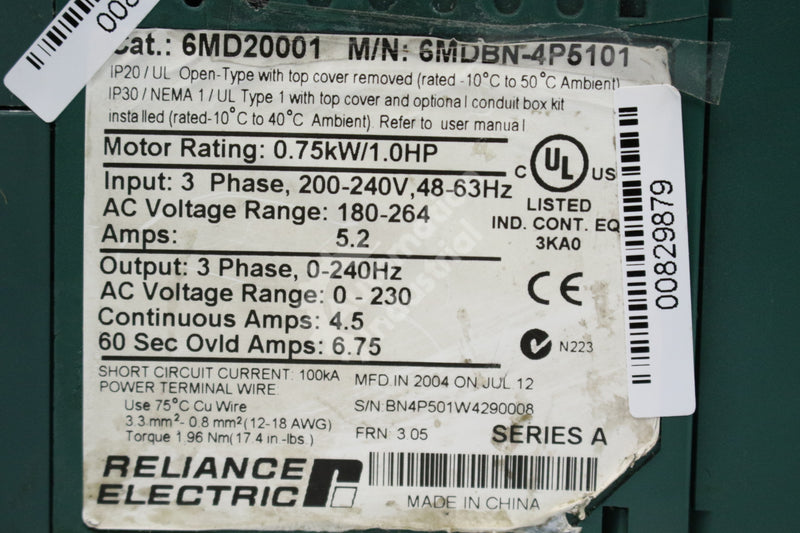 Reliance Electric 6MDBN-4P5101 6MD20001 AC Drive 230V 3 Phase