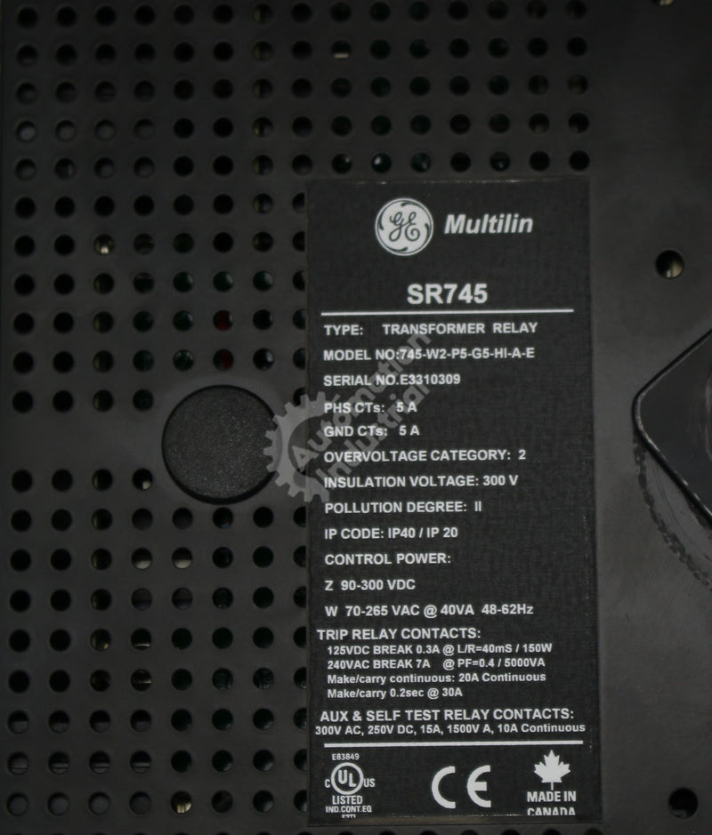 GE Multilin 745-W2-P5-G5-HI-A-E Transformer Protection System
