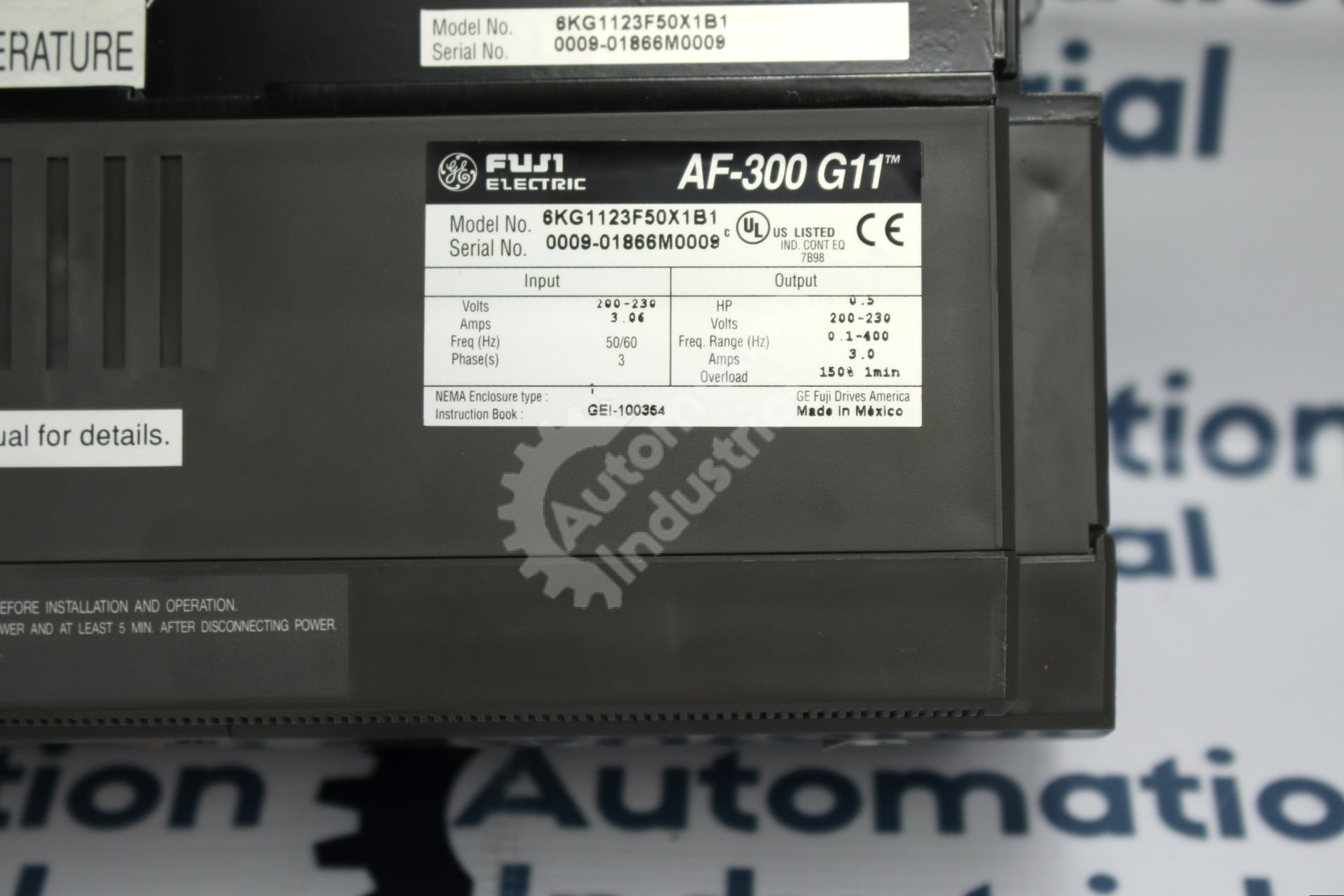 General Electric GE Fuji 6KG1123F50X1B1 0.5HP Drive