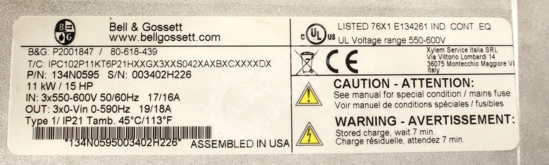 134N0595 by Bell & Gossett Technologic Intelligent Pump Controller