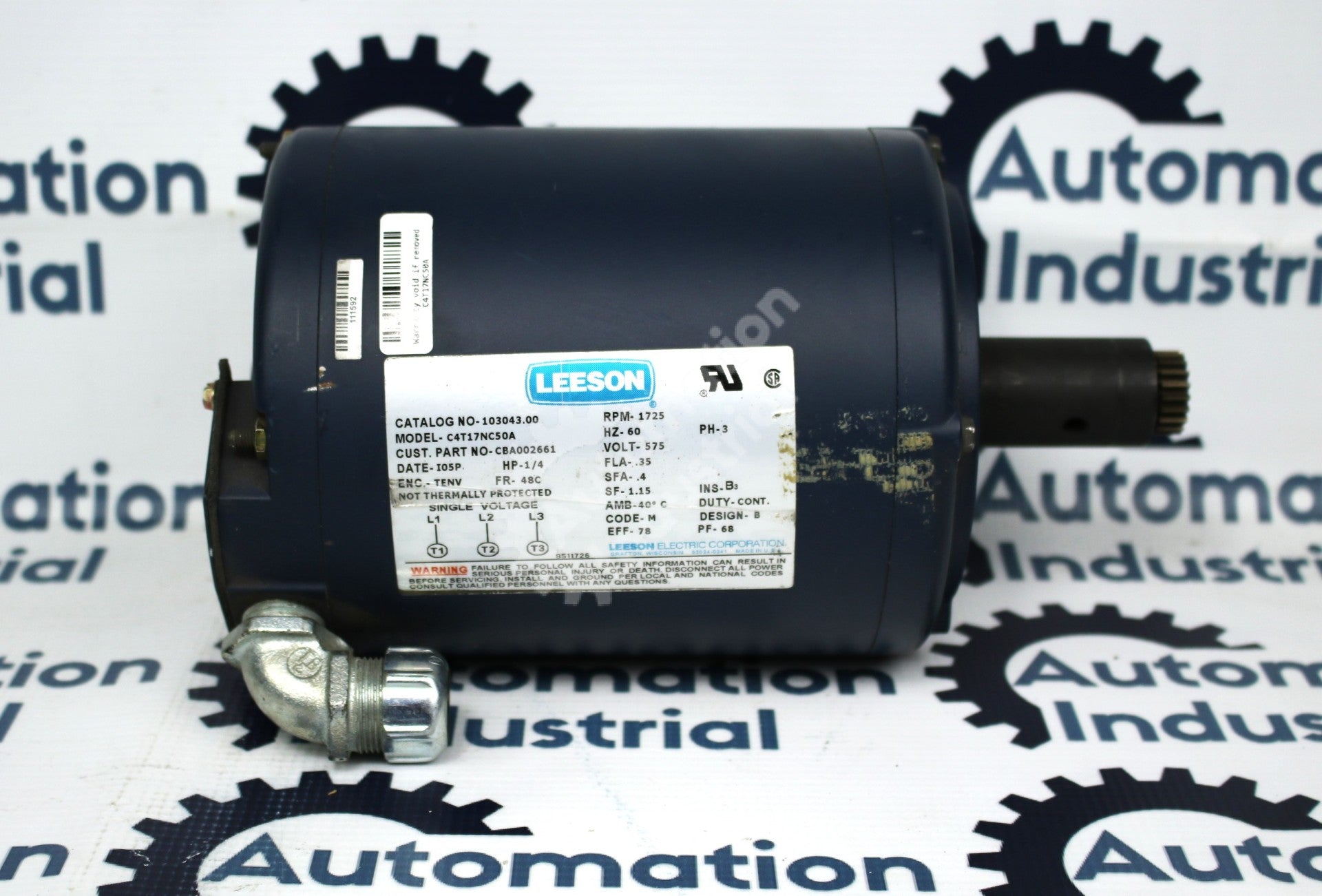 Leeson C4T17NC50A 1/4 HP 3PH AC Motor