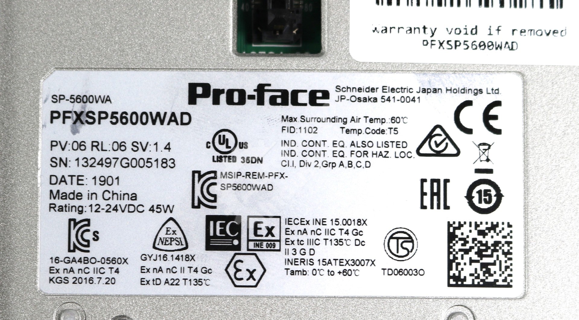 PFXSP5600WAD by ProFace 12.1 Inch Touch Panel SP5000 New Surplus No Box