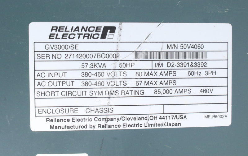 50V4060 by Reliance Electric 50HP 430V GV3000 Drive