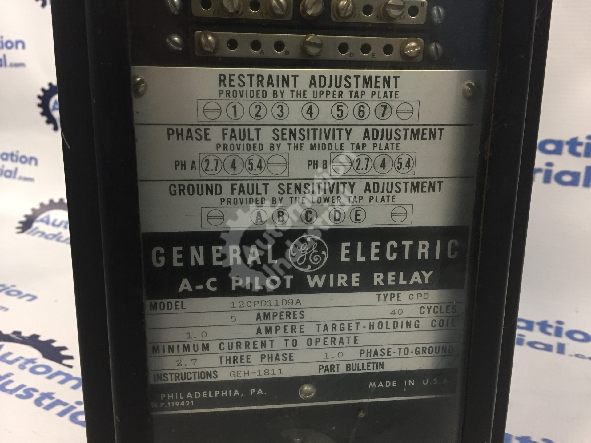 General Electric 12CPD11D9A A-C Pilot Wire Relay