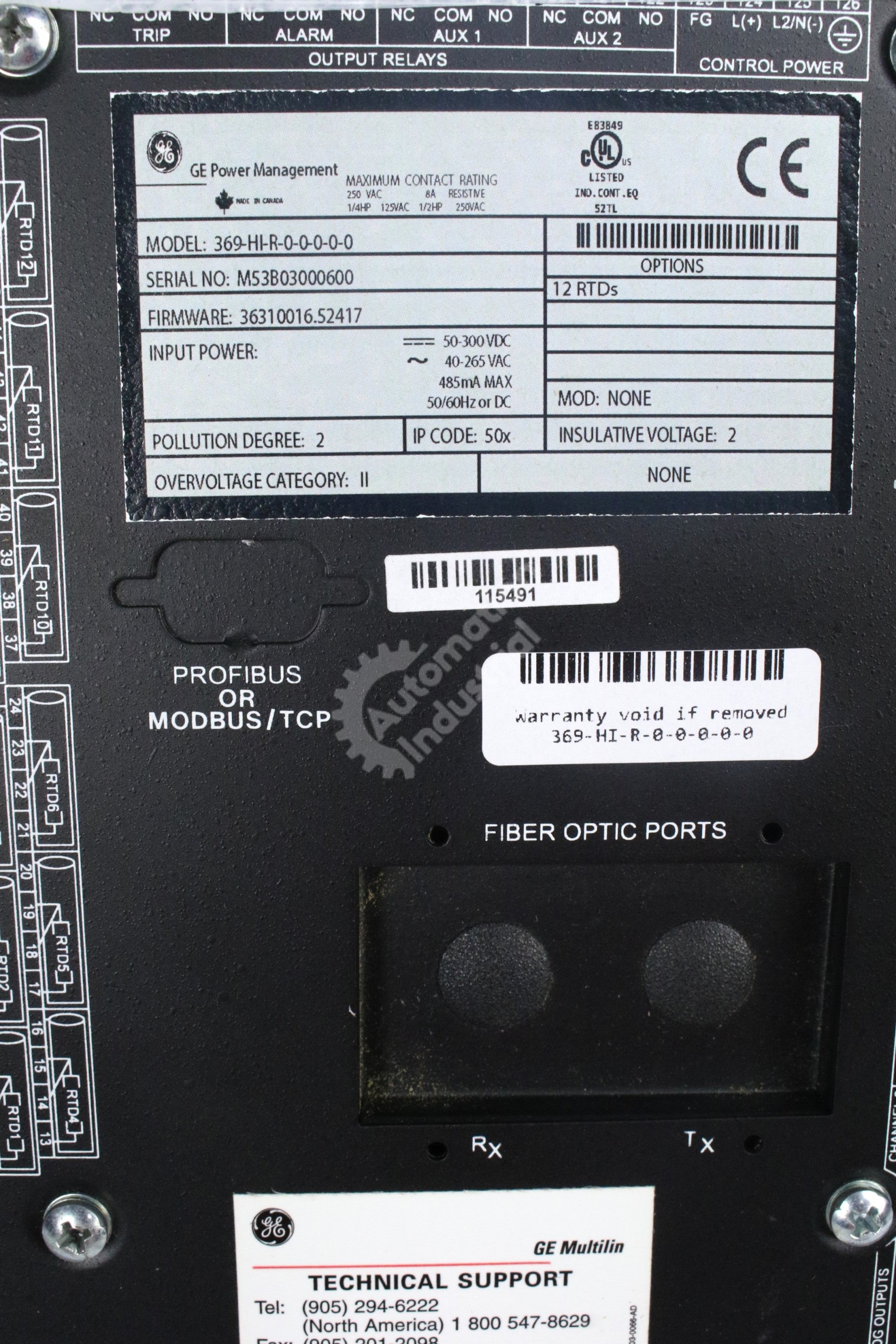 369-HI-R-0-0-0-0-0 by GE Multilin Motor Management Relay