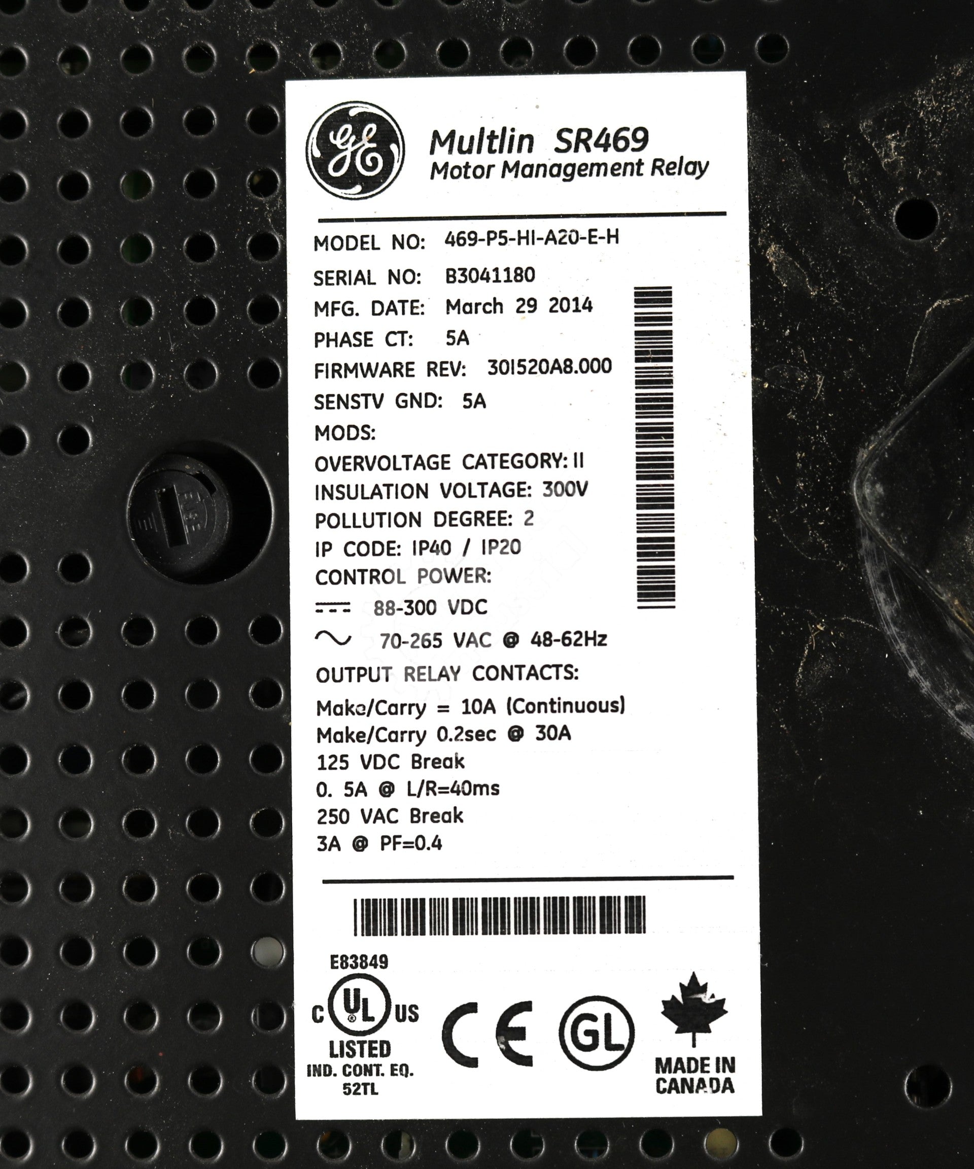 469-P5-HI-A20-E-H by GE Multilin Motor Management Relay