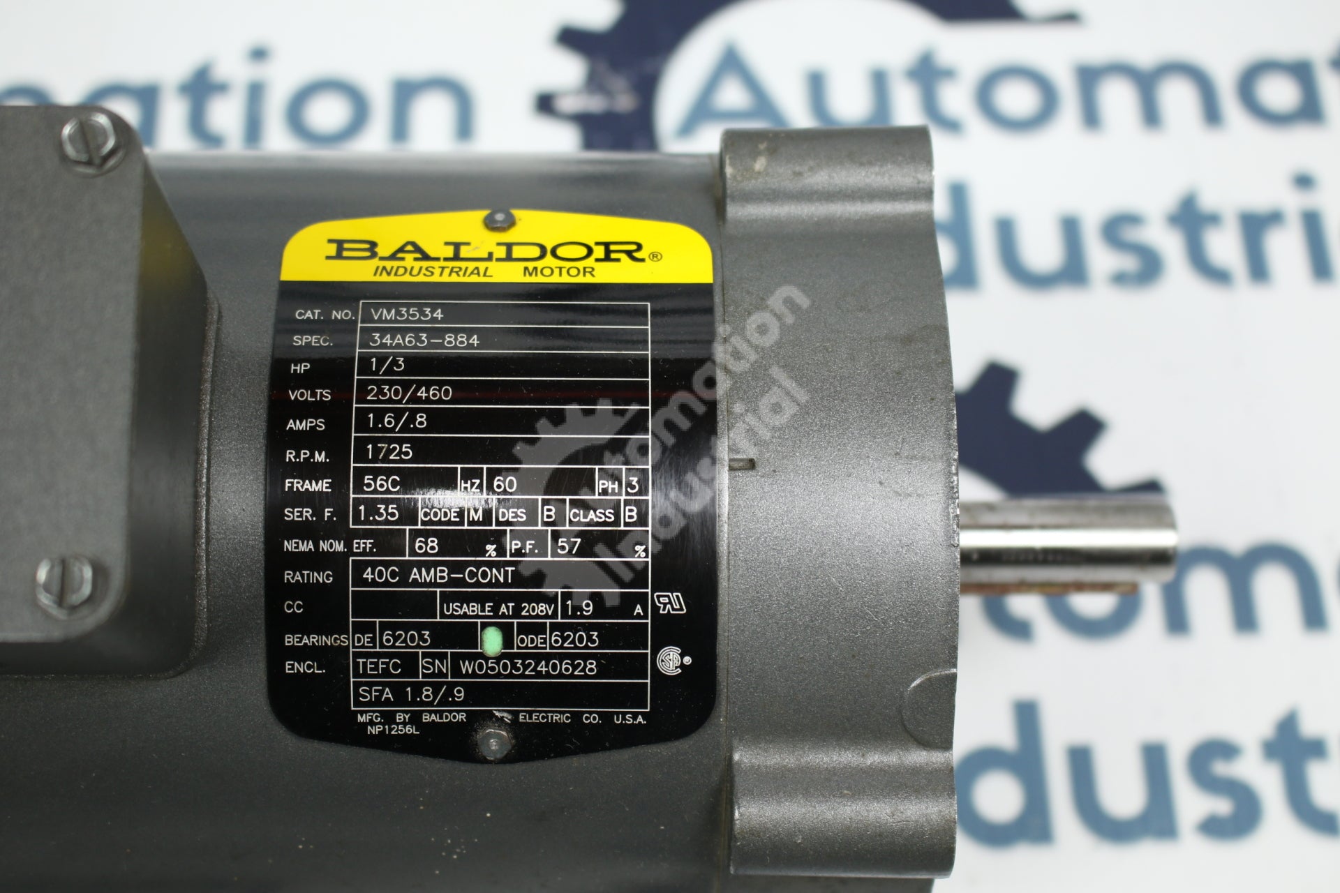 Baldor VM3534 34A63-884 1/3 HP Electric Motor